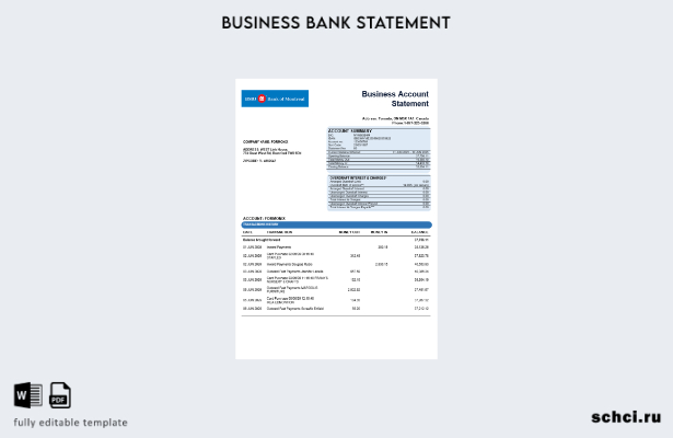 цифровая загрузка заявления компании Bank of Montreal, шаблон в формате Word и P